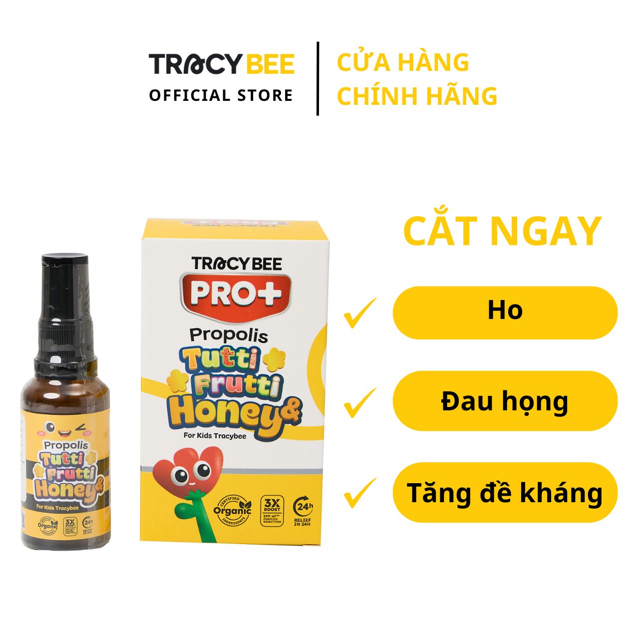 Mô tả Xịt họng keo ong xanh Organic Tracybee vị trái cây - 1