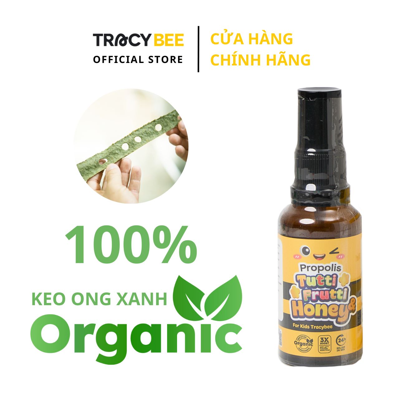 Mô tả Xịt họng keo ong xanh Organic Tracybee vị trái cây - 3