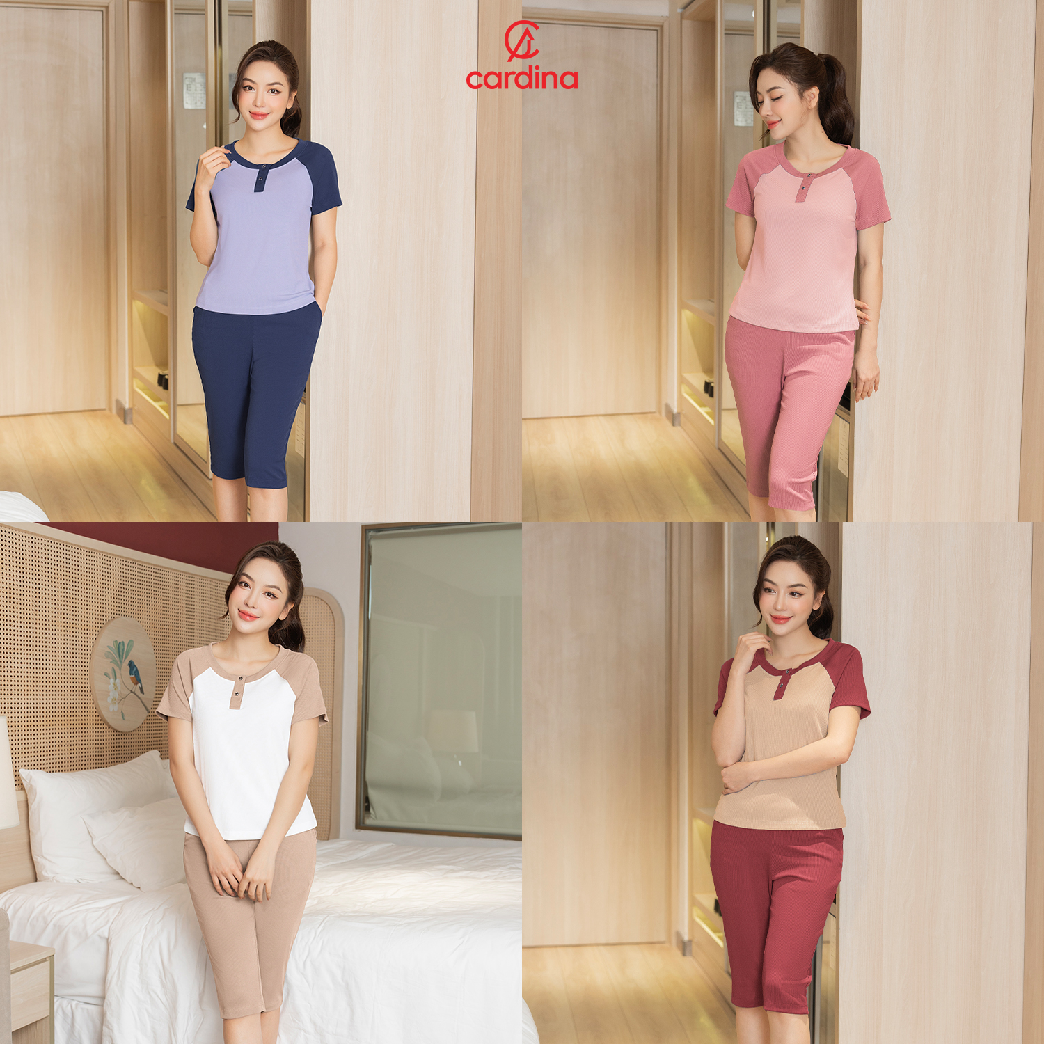 Mô tả Bộ tăm lạnh nữ CARDINA thiết kế cổ trụ quần lửng chất liệu cao cấp co dãn thoải mái phù hợp với nhiều độ tuổi 5BFL01 - 2