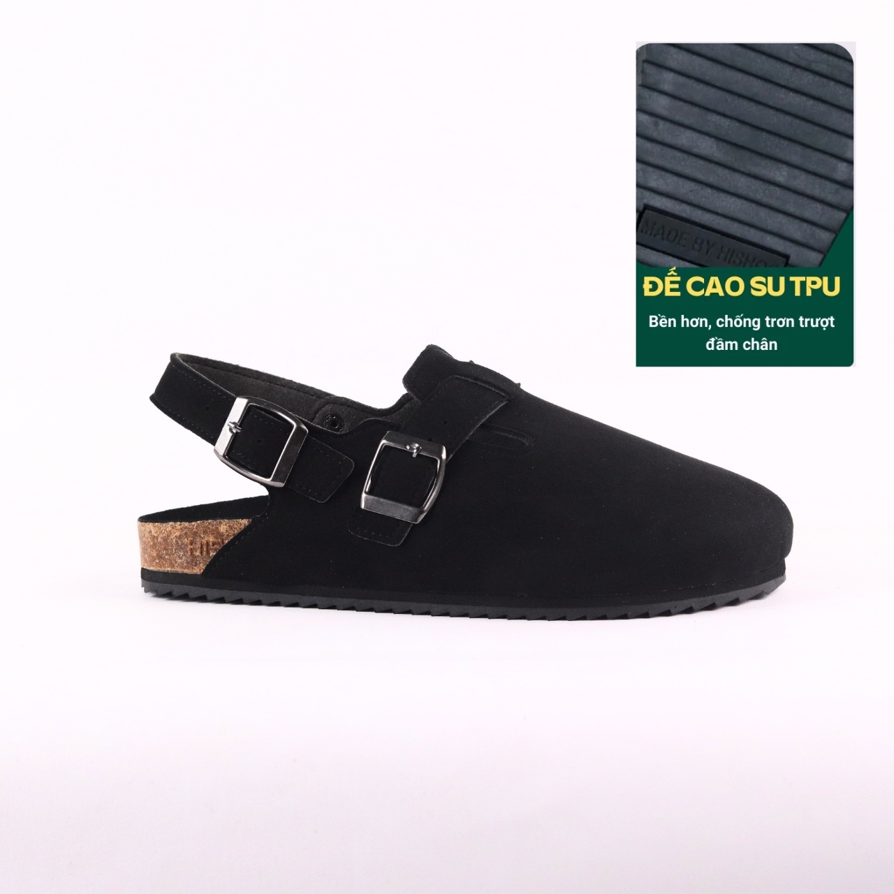 Mô tả Dép đế trấu sục Sandal Boston nam nữ unisex quai ngang đi học công sở bigsize chính hãng Hishoo VNXK  R111 - 5