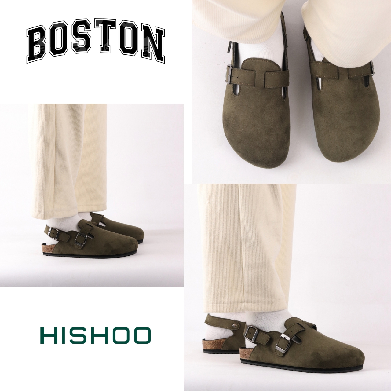 Mô tả Dép đế trấu sục Sandal Boston nam nữ unisex quai ngang đi học công sở bigsize chính hãng Hishoo VNXK  R111 - 7