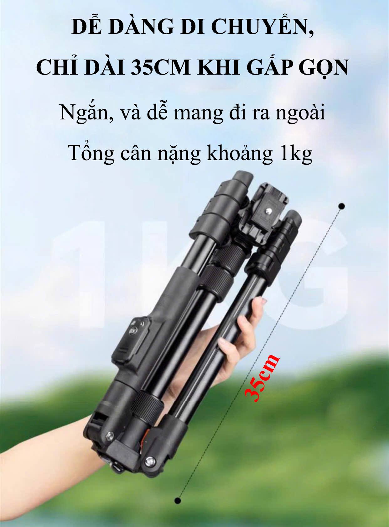 Mô tả Tripod Điện Thoại Chân Máy Ảnh VCT180, Chân Máy Quay Kiêm Gậy Quay Video Livestream 360 Độ- HOLOCOM - 2