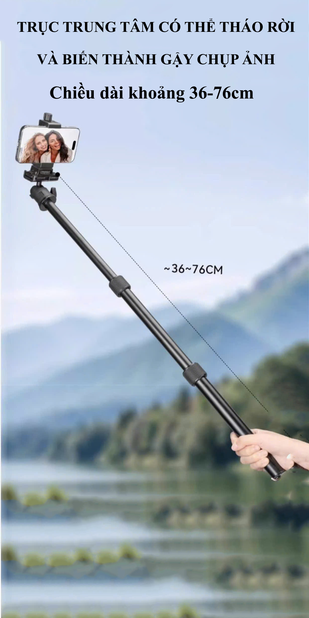 Mô tả Tripod Điện Thoại Chân Máy Ảnh VCT180, Chân Máy Quay Kiêm Gậy Quay Video Livestream 360 Độ- HOLOCOM - 6