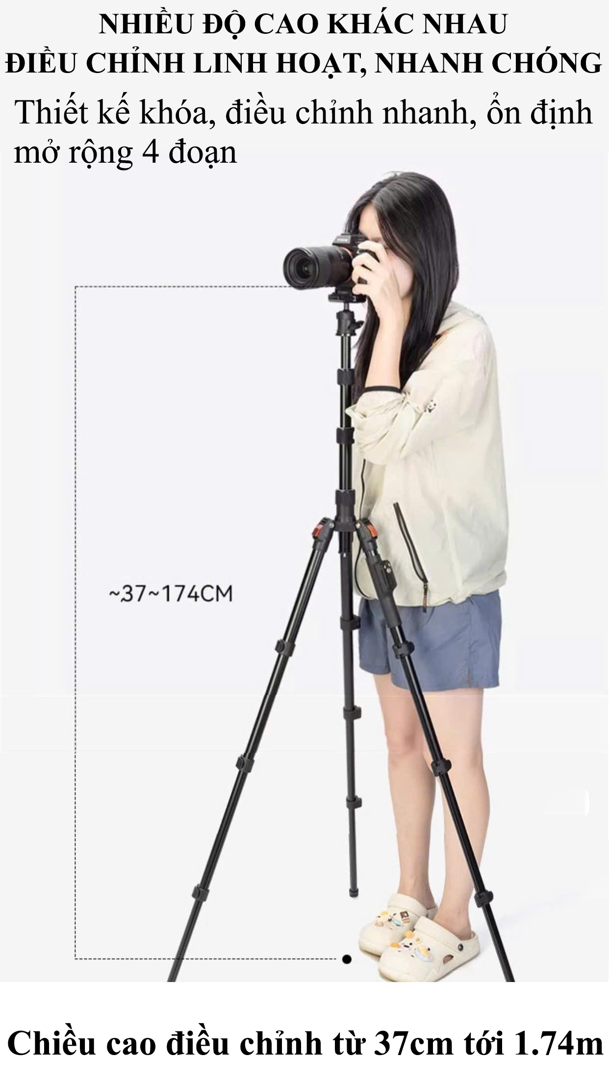 Mô tả Tripod Điện Thoại Chân Máy Ảnh VCT180, Chân Máy Quay Kiêm Gậy Quay Video Livestream 360 Độ- HOLOCOM - 9