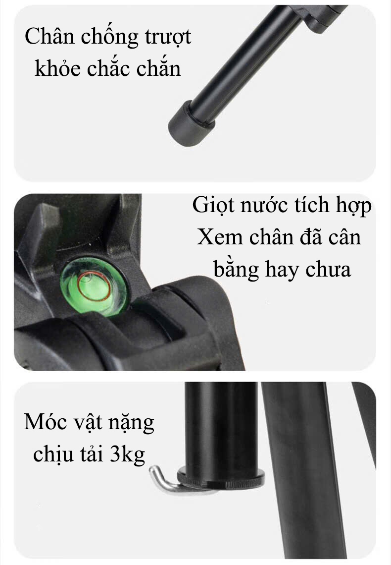 Mô tả Tripod Điện Thoại Chân Máy Ảnh VCT180, Chân Máy Quay Kiêm Gậy Quay Video Livestream 360 Độ- HOLOCOM - 11