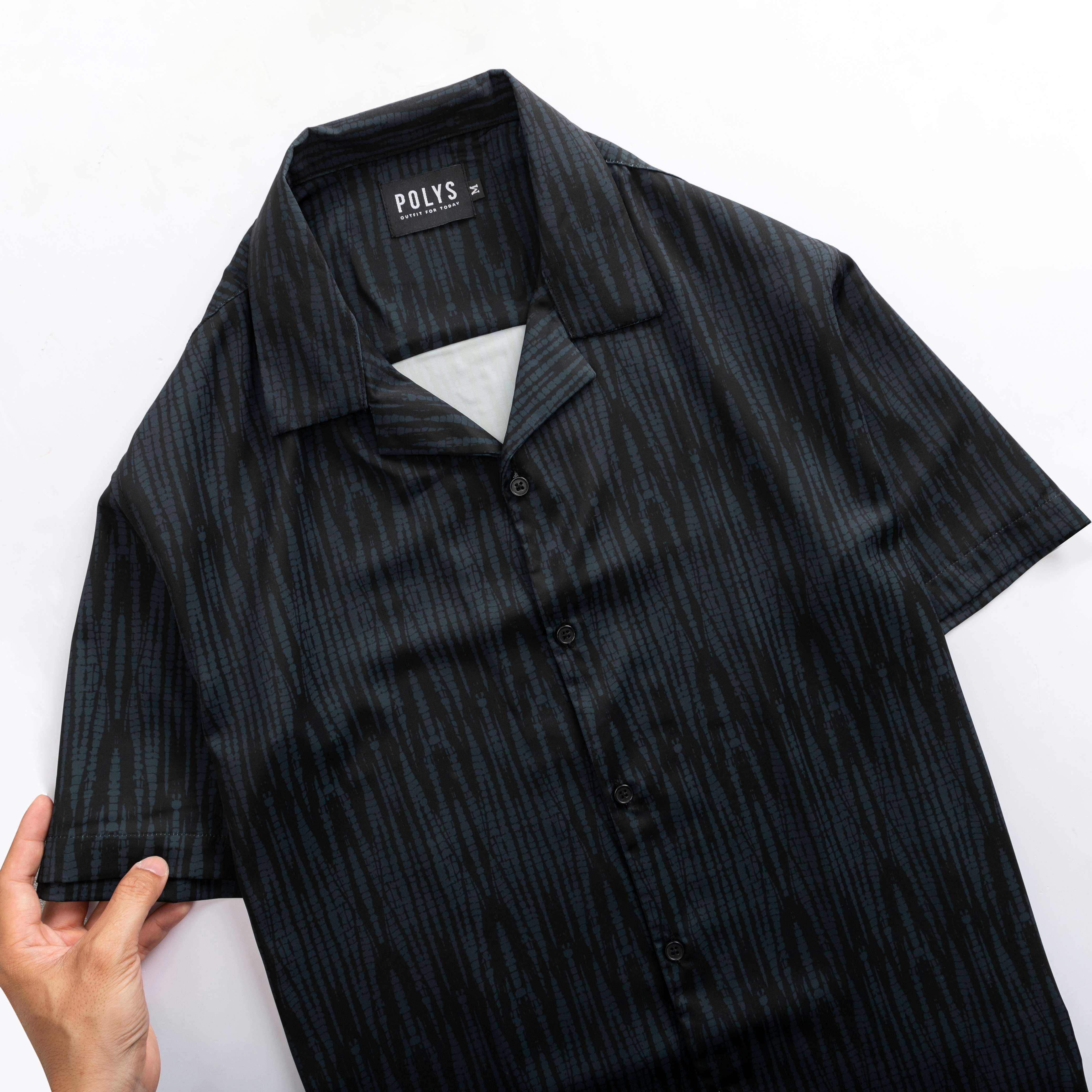 Mô tả Áo sơ mi nam POLYS Fullbox, Vải Lụa co giãn 4 chiều, mềm mịn, thoáng khí Sơ Mi Họa Tiết BLACK STRIPE - 3