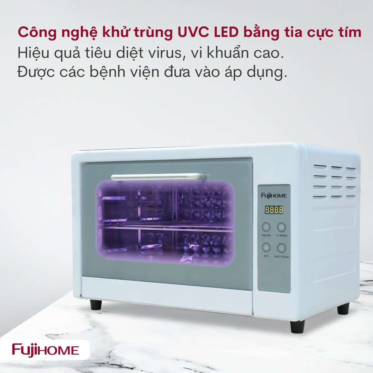 Màn hình cảm ứng LED thông minh hiển thị chế độ hoạt động tủ sấy Fujihome