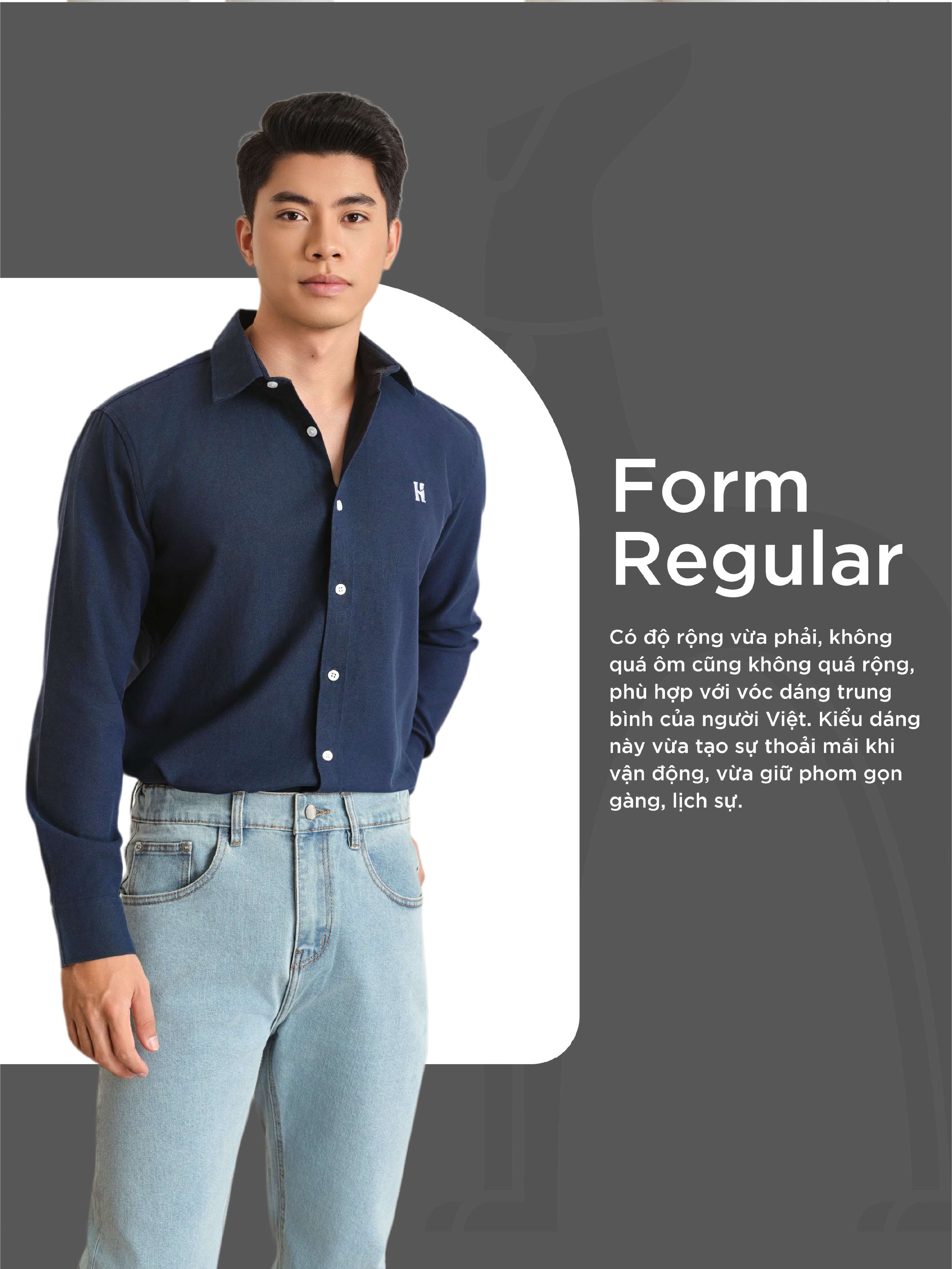 Mô tả Áo sơ mi nam tay dài LOGO H SEASON 2 vải Oxford cao cấp, thoáng mát, thanh lịch - HUSSIO - 6