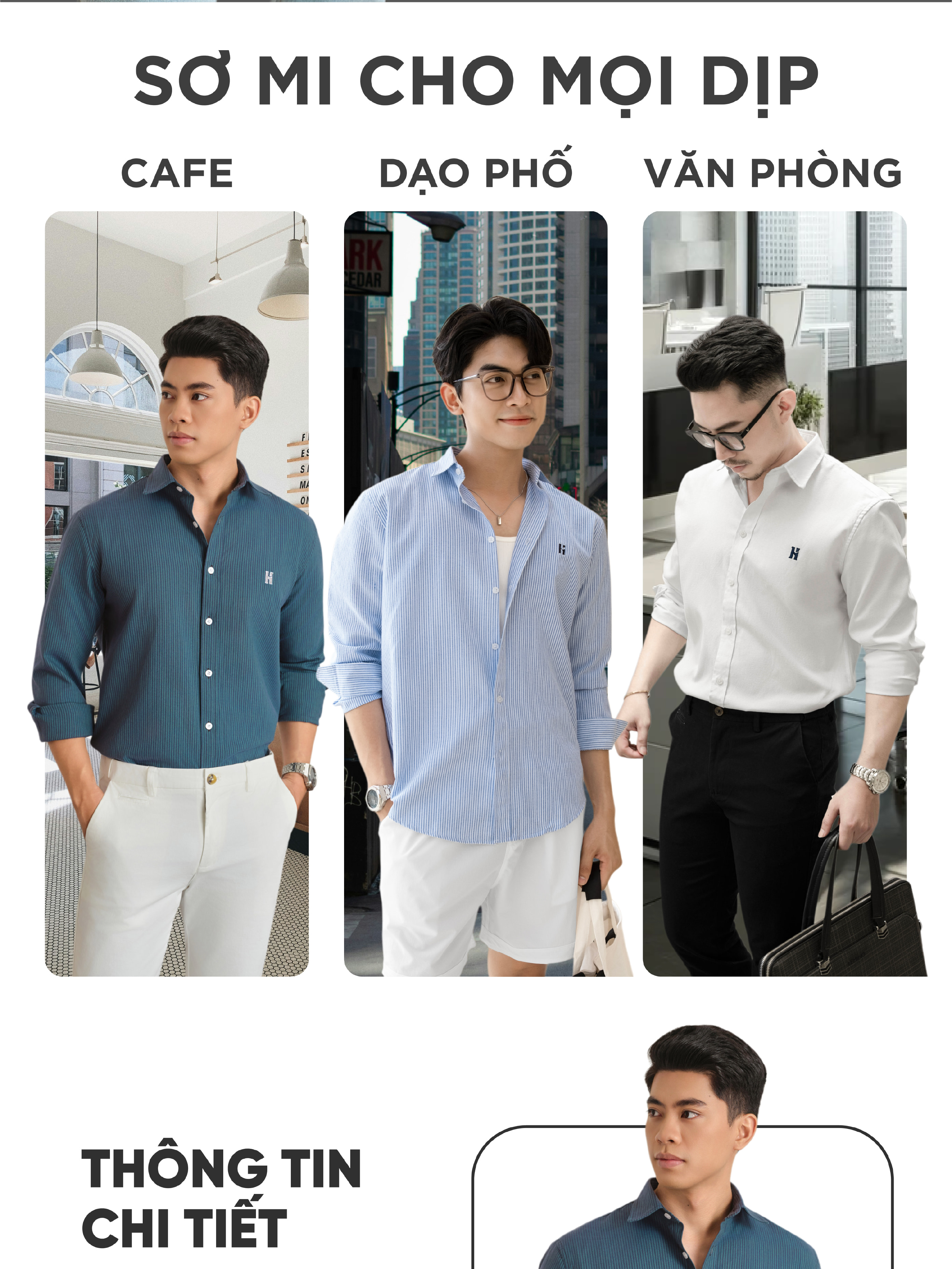 Mô tả Áo sơ mi nam tay dài LOGO H SEASON 2 vải Oxford cao cấp, thoáng mát, thanh lịch - HUSSIO - 7