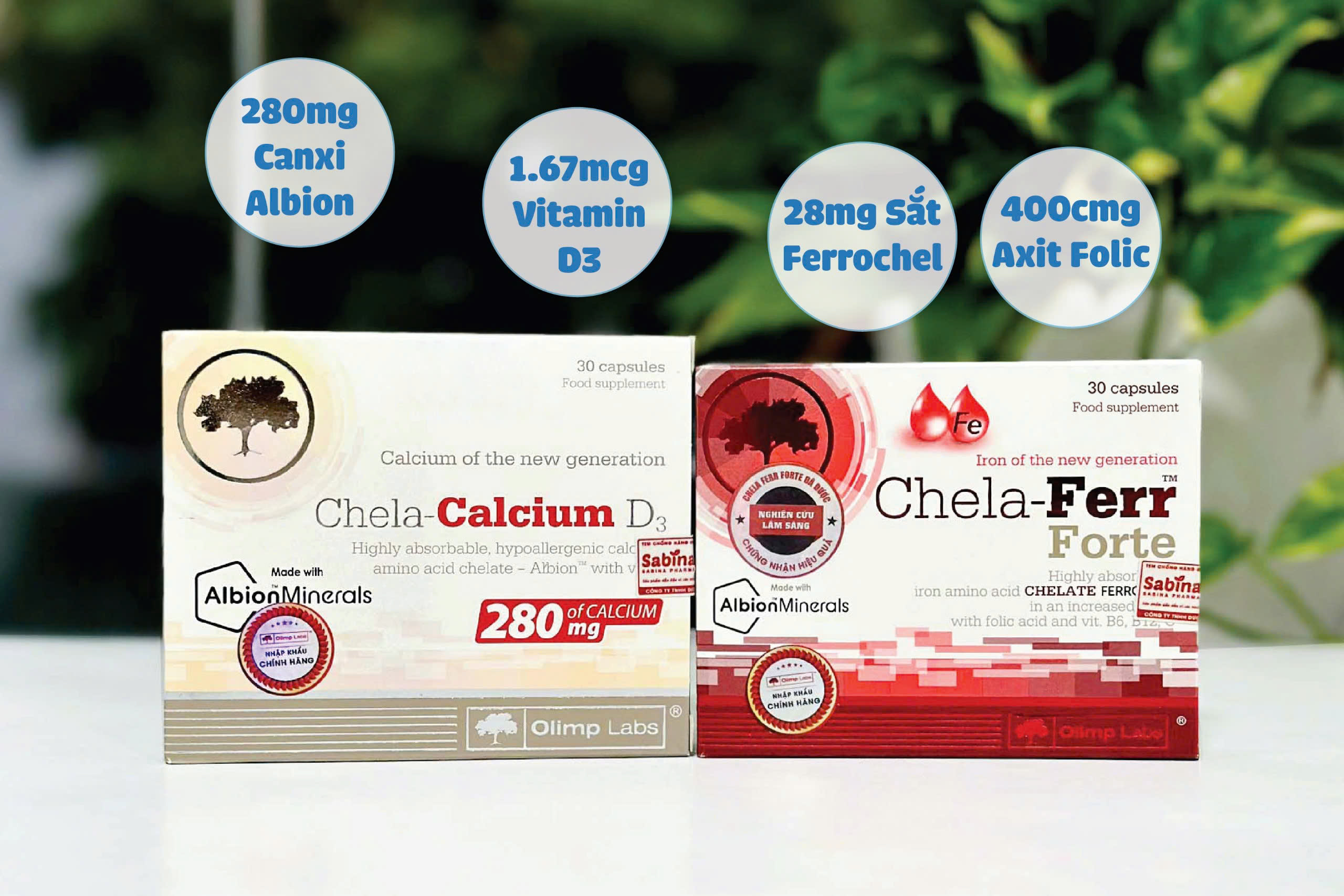 Mô tả Cặp sắt Chela Ferr Forte và canxi Chela-Calcium D3 dạng Chelate Albion -Thực phẩm bảo vệ sức khoẻ cho bà bầu và sau sinh - 1