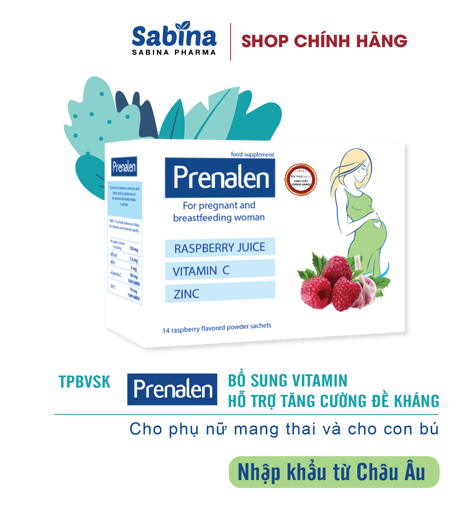 Mô tả 2H PRENALEN [Chính Hãng] 24g. Thực phẩm bảo vệ sức khoẻ hỗ trợ tăng đề kháng cho bà bầu, Nhập khẩu Châu Âu. - 1