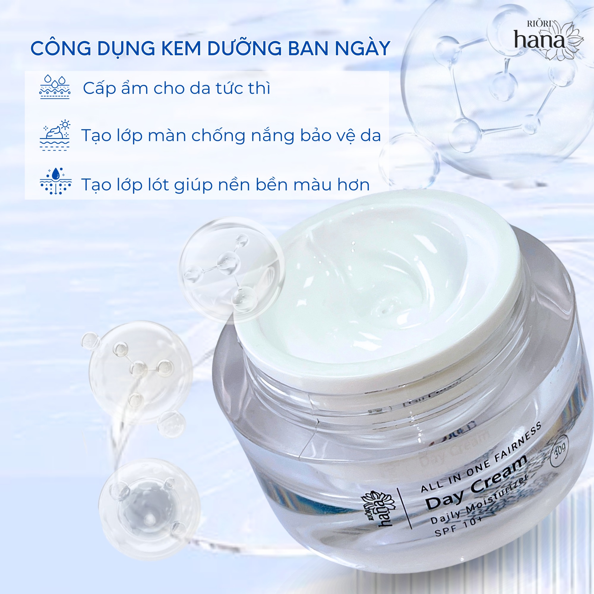 Mô tả Kem dưỡng trắng da ban ngày RIORI HANA DAY CREAM 30g giúp da mềm mịn tăng cường bảo vệ và dưỡng ẩm da - 2