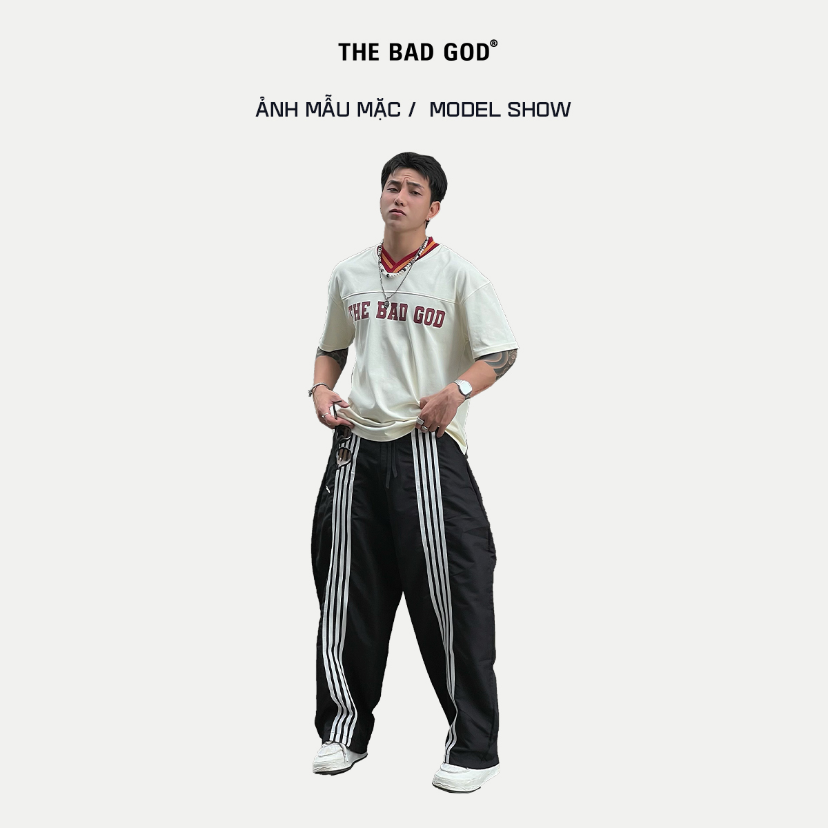 Mô tả Áo Thun The Bad God Rascal cổ V thời trang nam nữ cotton thoáng mát - 5