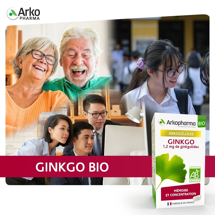 Mô tả Combo 2 Nước Uống Bổ Não, Cải Thiện Trí Nhớ Arkopharma Arkofluides Ginkgo Biloba BIO (20 Ống x 10ml) - 1