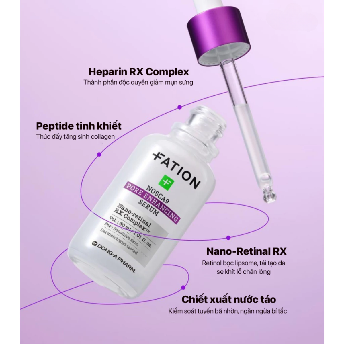 Mô tả - Tinh Chất Se Khít Lỗ Chân Lông Fation Nosca9 Pore Enhancing Serum 30ml  - Giảm Nhờn, Cân Bằng Ẩm, Mịn Da - 2