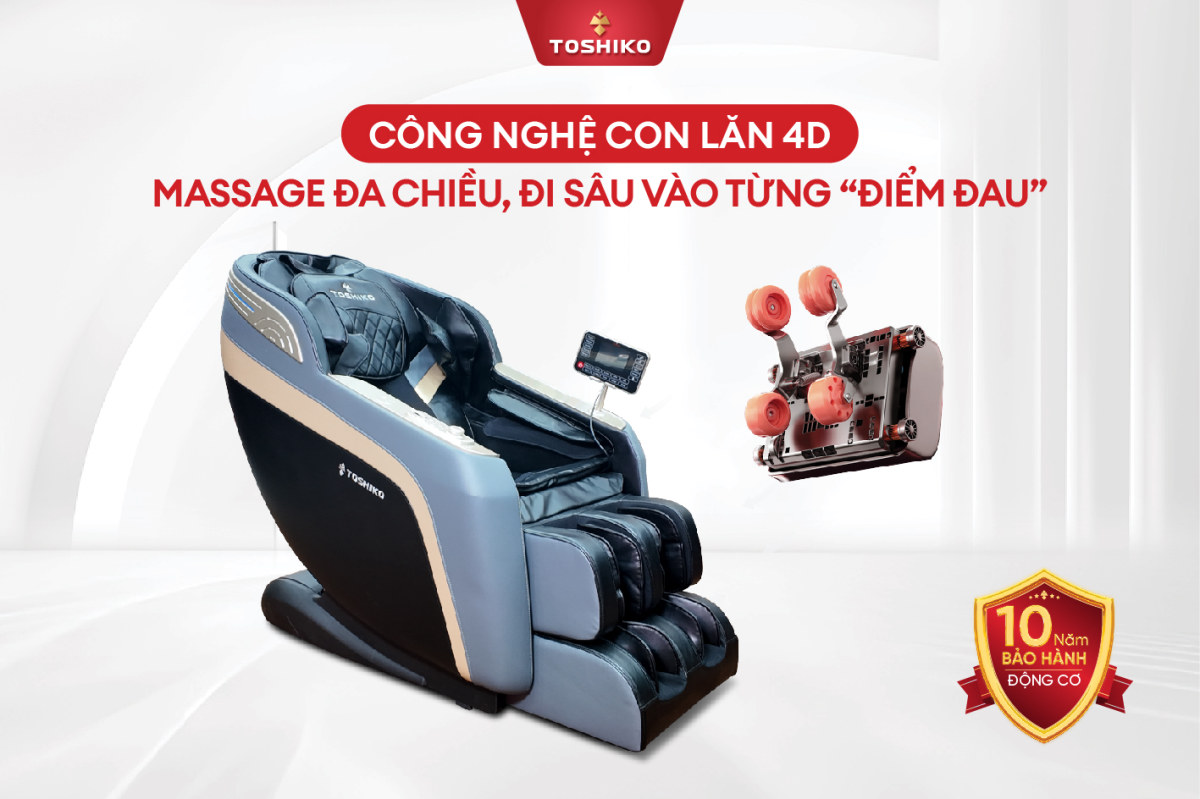 Công nghệ con lăn 4D ghế massage Toshiko T59