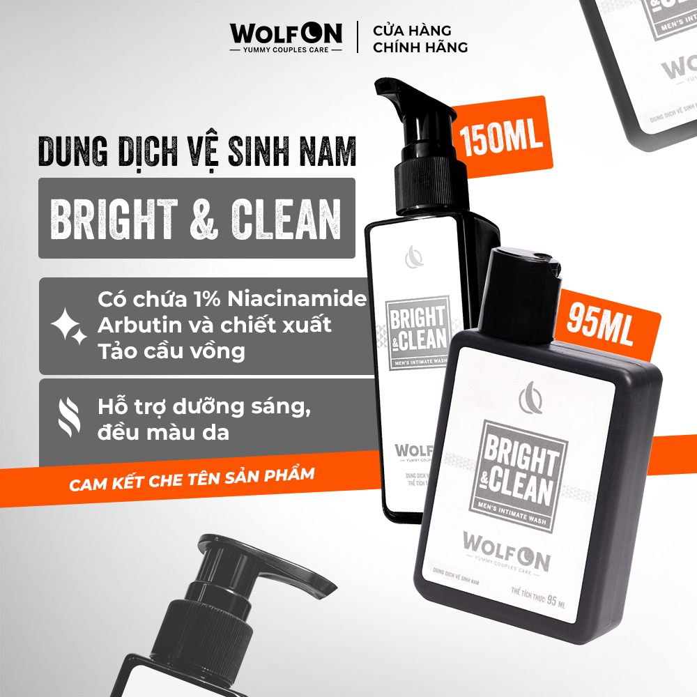 Mô tả Dung Dịch Vệ Sinh Nam Giới Wolf ON Bright & Clean Nam Tính Dưỡng Sáng 1% Niacinamide Sạch Thơm  95ml - 1