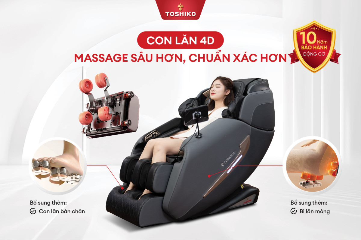 Con lăn 4D Ghế massage TOSHIKO T86 Pro