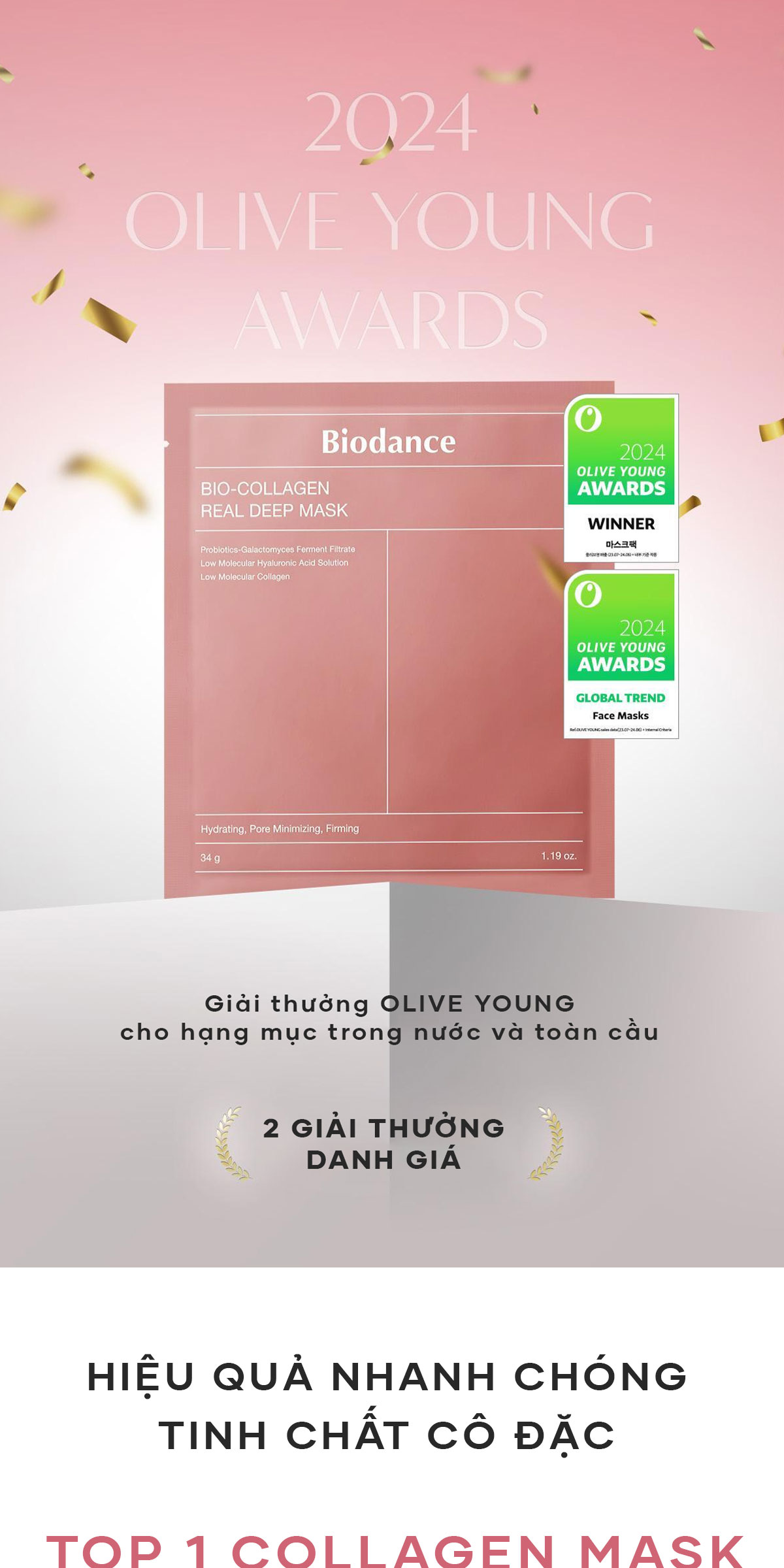 Mô tả BIODANCE Mặt Nạ Thạch Collagen Thu Nhỏ Lỗ Chân Lông Da Căng Bóng Collagen Real Deep Mask 34g - 1