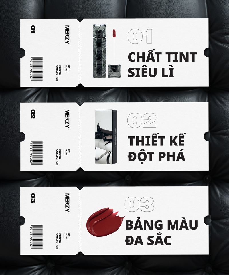 Mô tả [SON PHAO] Son Kem Lì, Bền Màu Merzy Puffer Velvet Tint 3.7g - 6
