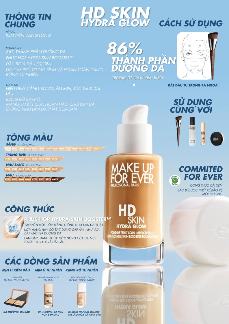 Mô tả Kem nền dưỡng ẩm và giúp da căng bóng HD SKIN HYDRAGLOW FOUNDATION 30ML - MAKE UP FOR EVER - 1