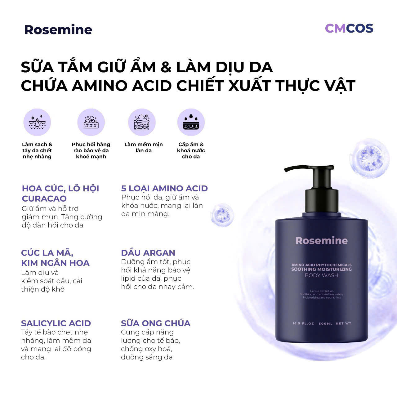 Mô tả Bộ sản phẩm dầu gội xảm kem ủ tóc, sữa tắm Rosemine đủ mã - 3