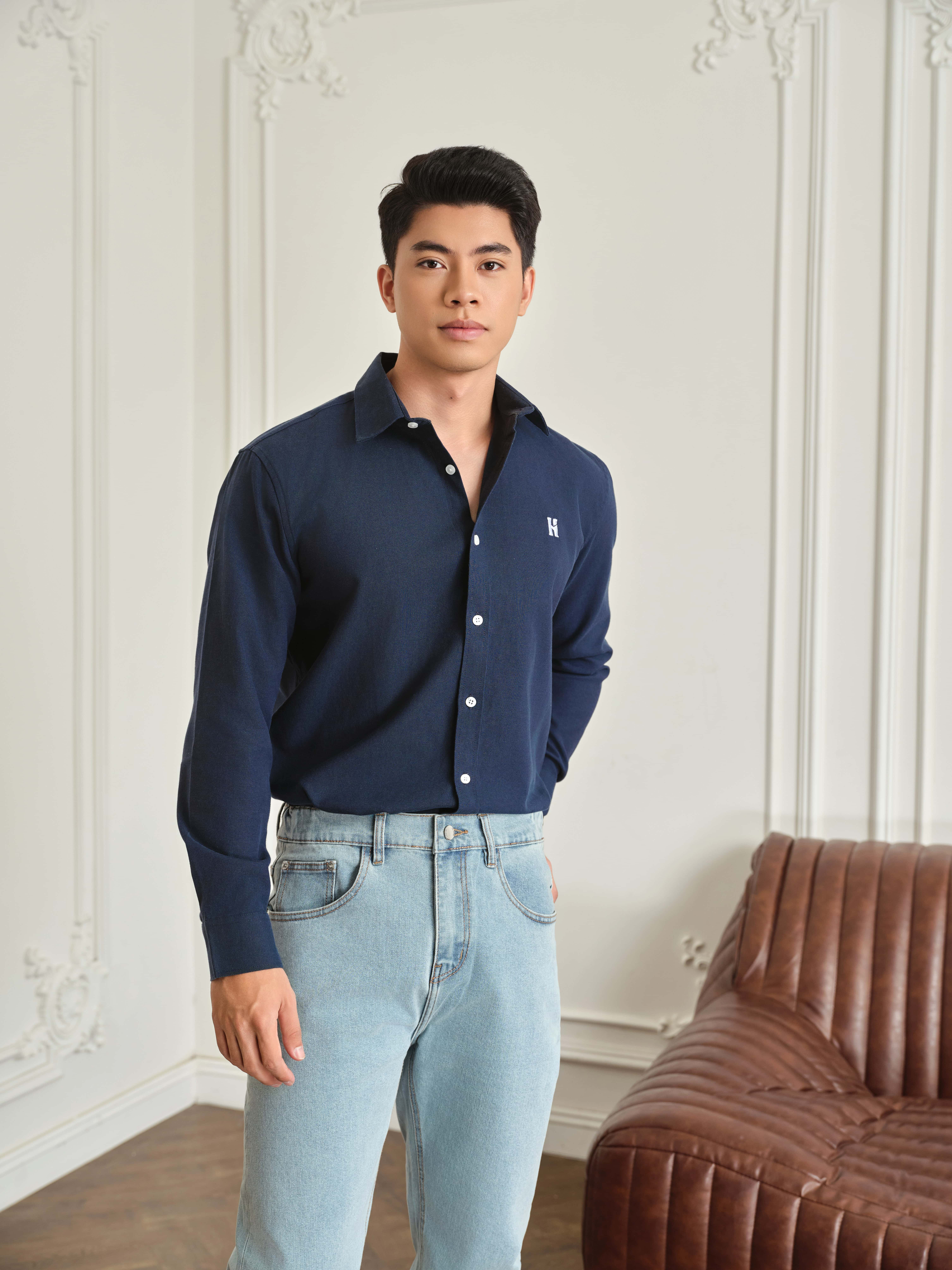 Mô tả Áo sơ mi nam tay dài LOGO H SEASON 2 vải Oxford cao cấp, thoáng mát, thanh lịch - HUSSIO - 11