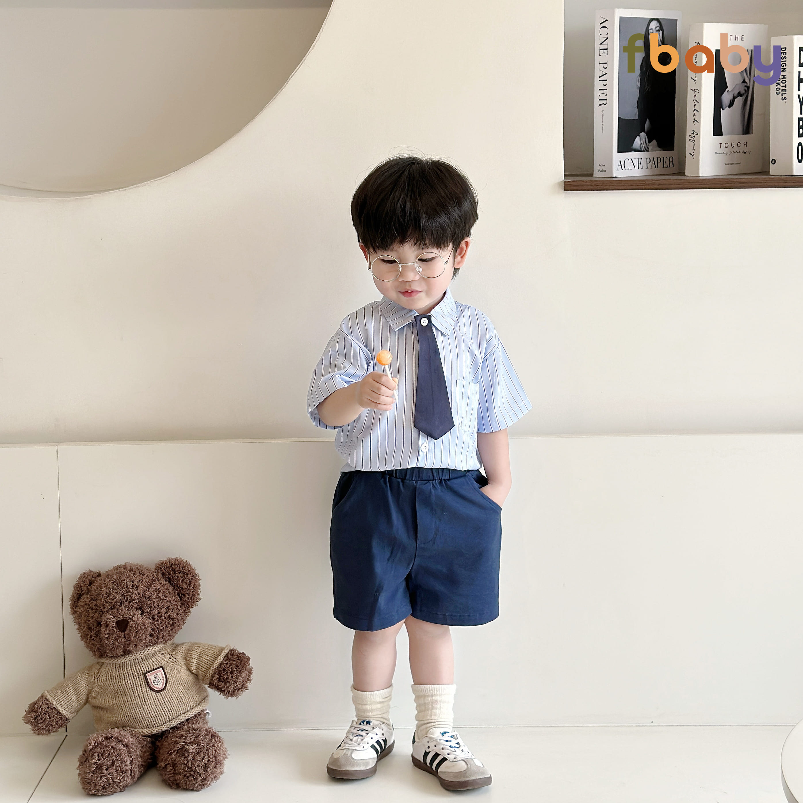 Mô tả Bộ Quần Áo Sơ Mi Fbaby For New Generation Kèm Cavat Dành Cho Bé Trai Kẻ Sọc Phong Cách Công Tử Hàn Quốc Đi Chơi, Đi Học - 4