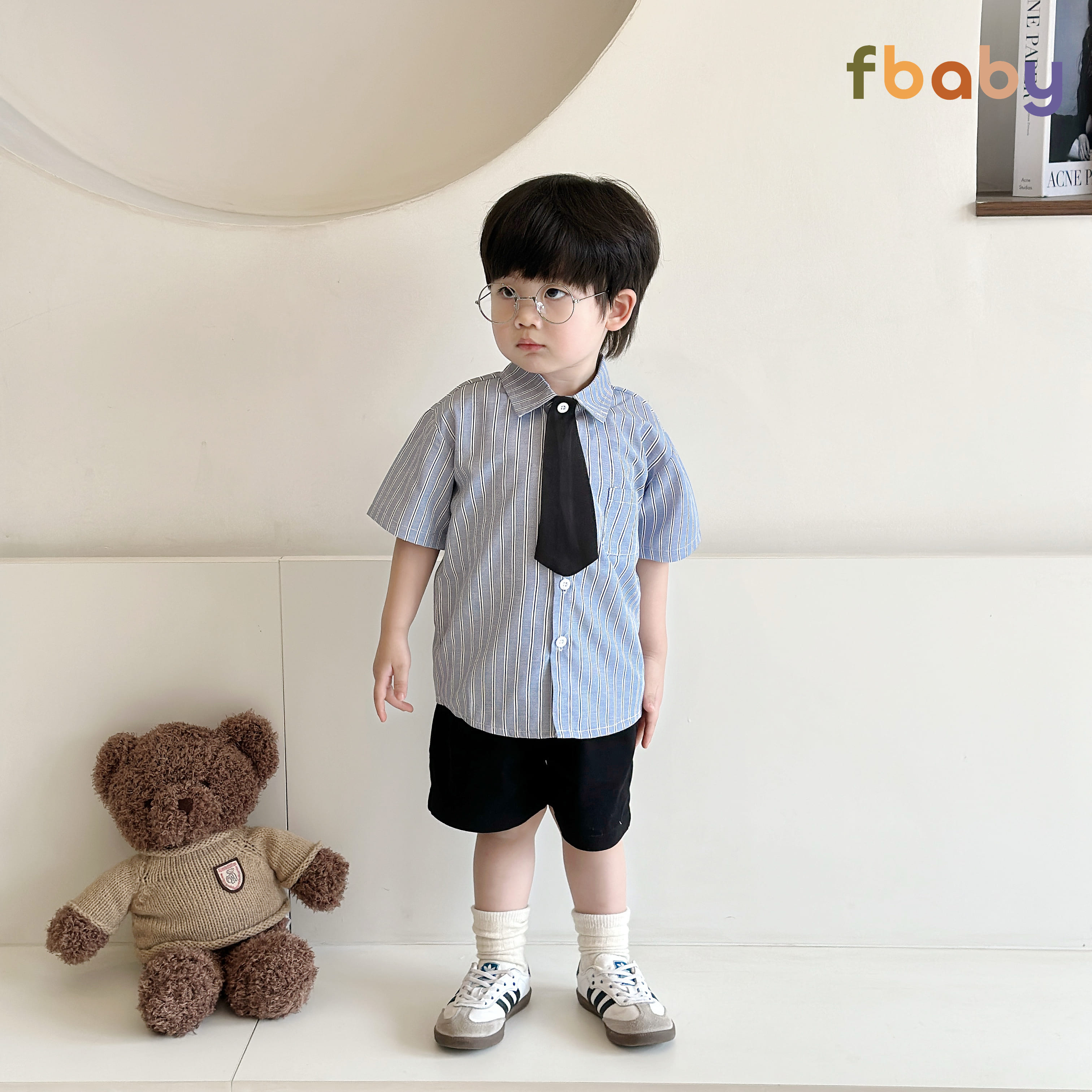 Mô tả Bộ Quần Áo Sơ Mi Fbaby For New Generation Kèm Cavat Dành Cho Bé Trai Kẻ Sọc Phong Cách Công Tử Hàn Quốc Đi Chơi, Đi Học - 5