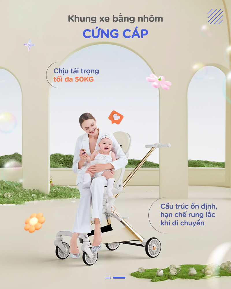Mô tả Xe đẩy gấp gọn cho bé Chilux M06 Pro - Xoay 2 chiều, gấp gọn nhanh chóng - 11