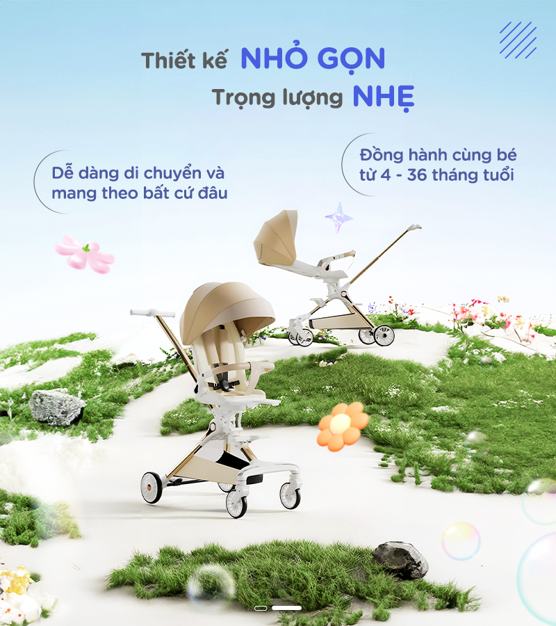 Mô tả Xe đẩy gấp gọn cho bé Chilux M06 Pro - Xoay 2 chiều, gấp gọn nhanh chóng - 2