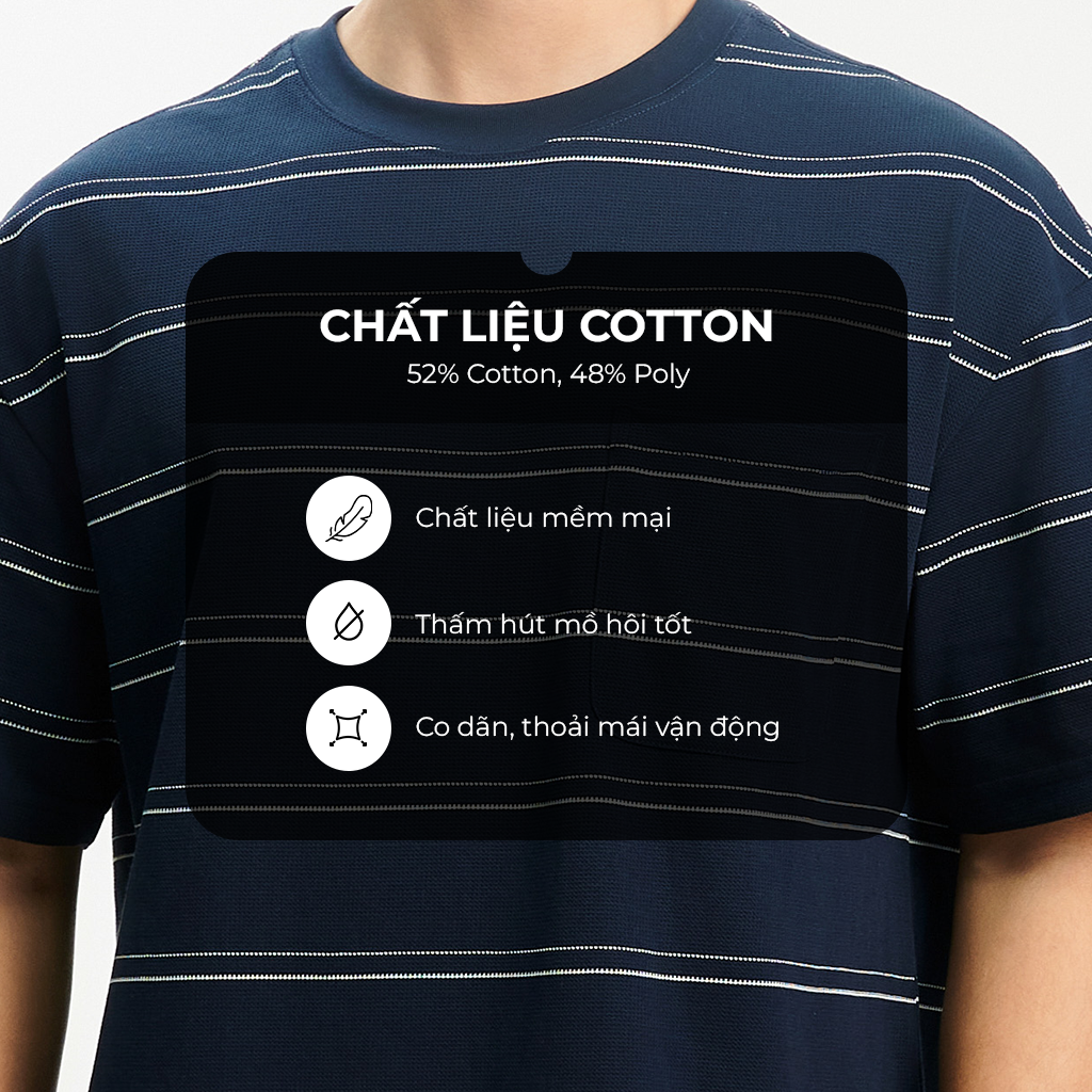 Mô tả Áo Phông Kẻ Nam KRIK  Form Classic Chất Liệu Cotton Thiết kế Túi Trước Ngực Tạo Điểm Nhấn AP1339 - 2