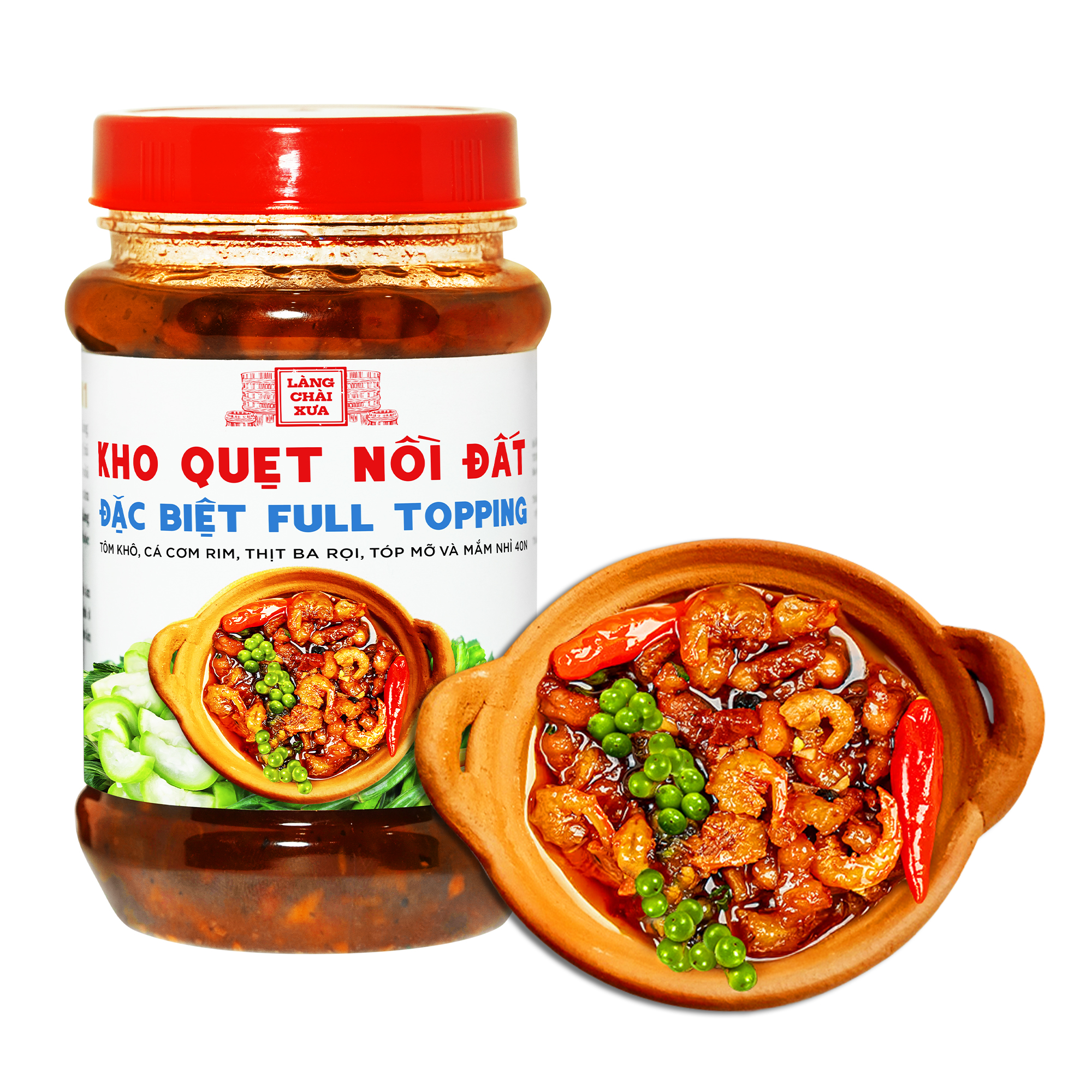 Mô tả Kho quẹt nồi đất Làng Chài Xưa thơm ngon đặc biệt full topping tôm khô, cá cơm rim, thịt ba rọi, tốp mỡ mắm nhỉ hủ 250g - 2