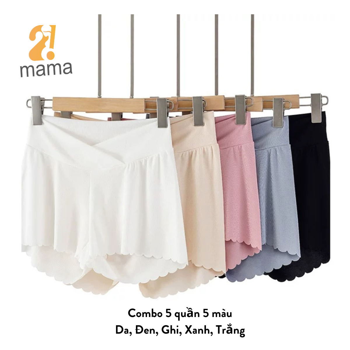 Mô tả Quần đùi bầu mặc trong váy 2mama chất Thun Tăm Lạnh thiết kế cạp chéo ôm bụng bầu đẹp cao cấp - 8
