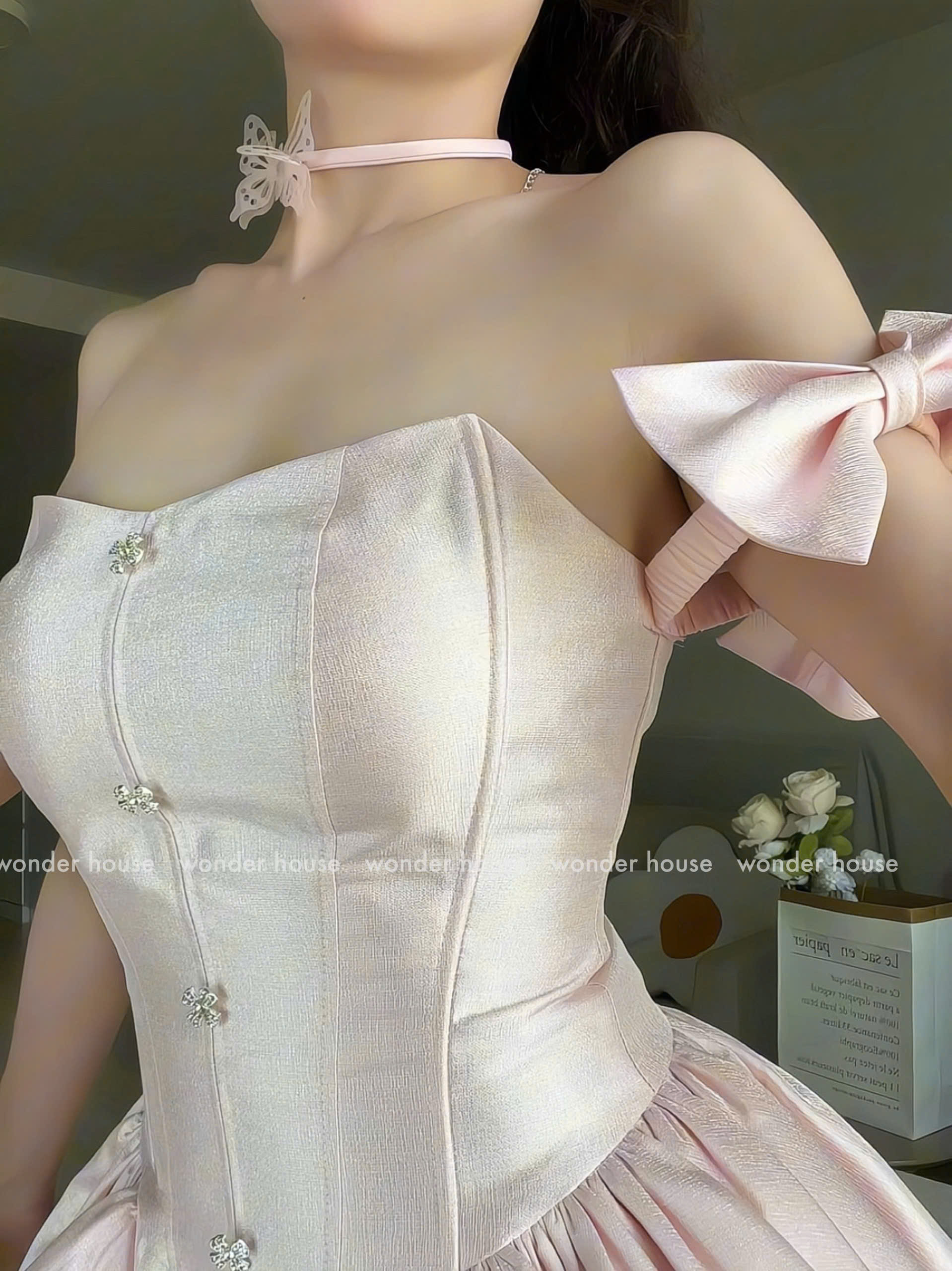 Mô tả Nari Dress Wonderhouse Đầm thiết kế cup ngực dáng xòe công chúa chất vải dày dặn dự tiệc, dạo phố nữ tính sang trọng - 2