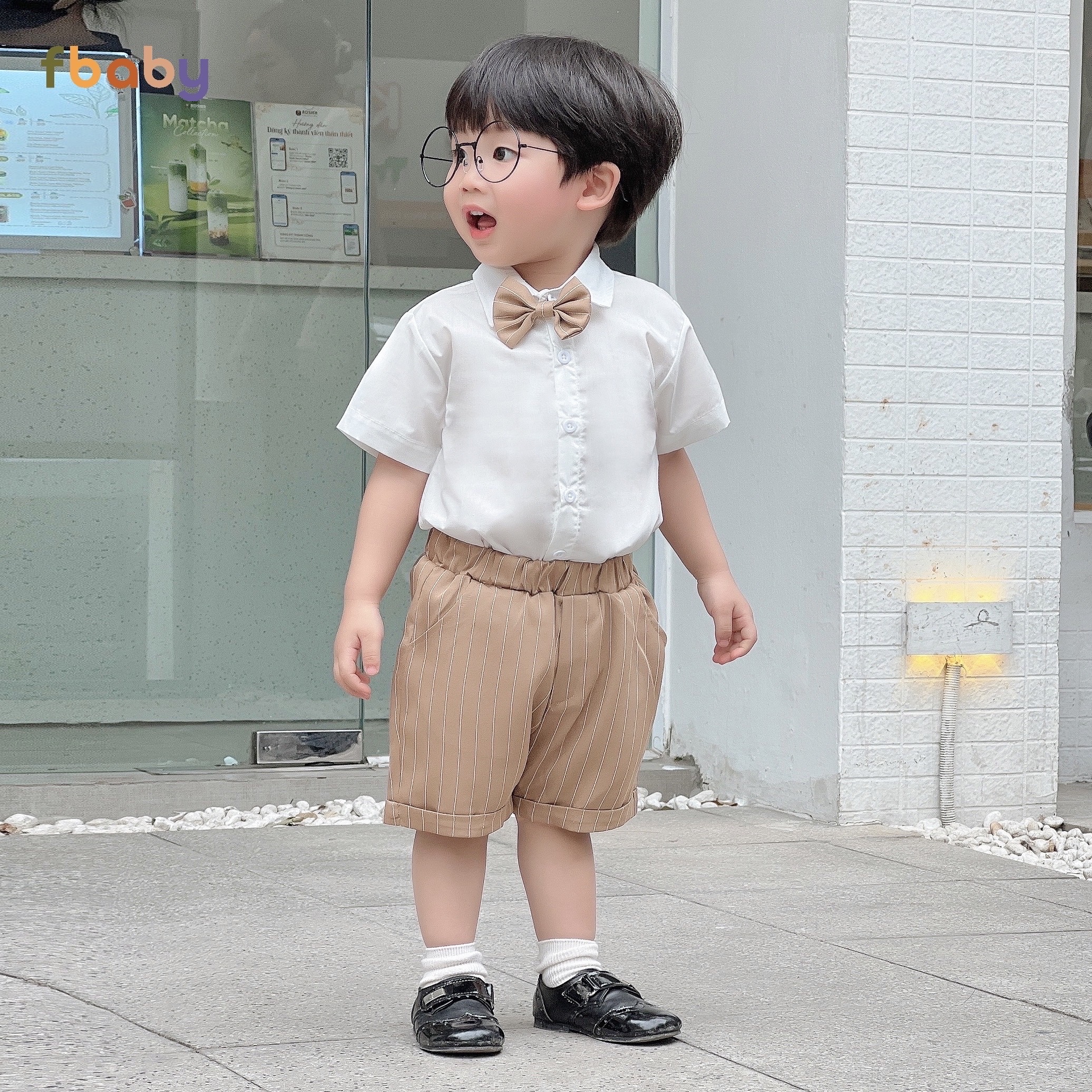 Mô tả Bộ Gile Cộc Tay Bé Trai Fbaby Kẻ Sọc 4 Khuy Kèm Sơ Mi Và Nơ Vest Phong Cách Công Tử Hàn Quốc Dự Tiệc, Đi Chơi, Thôi Nôi - 8