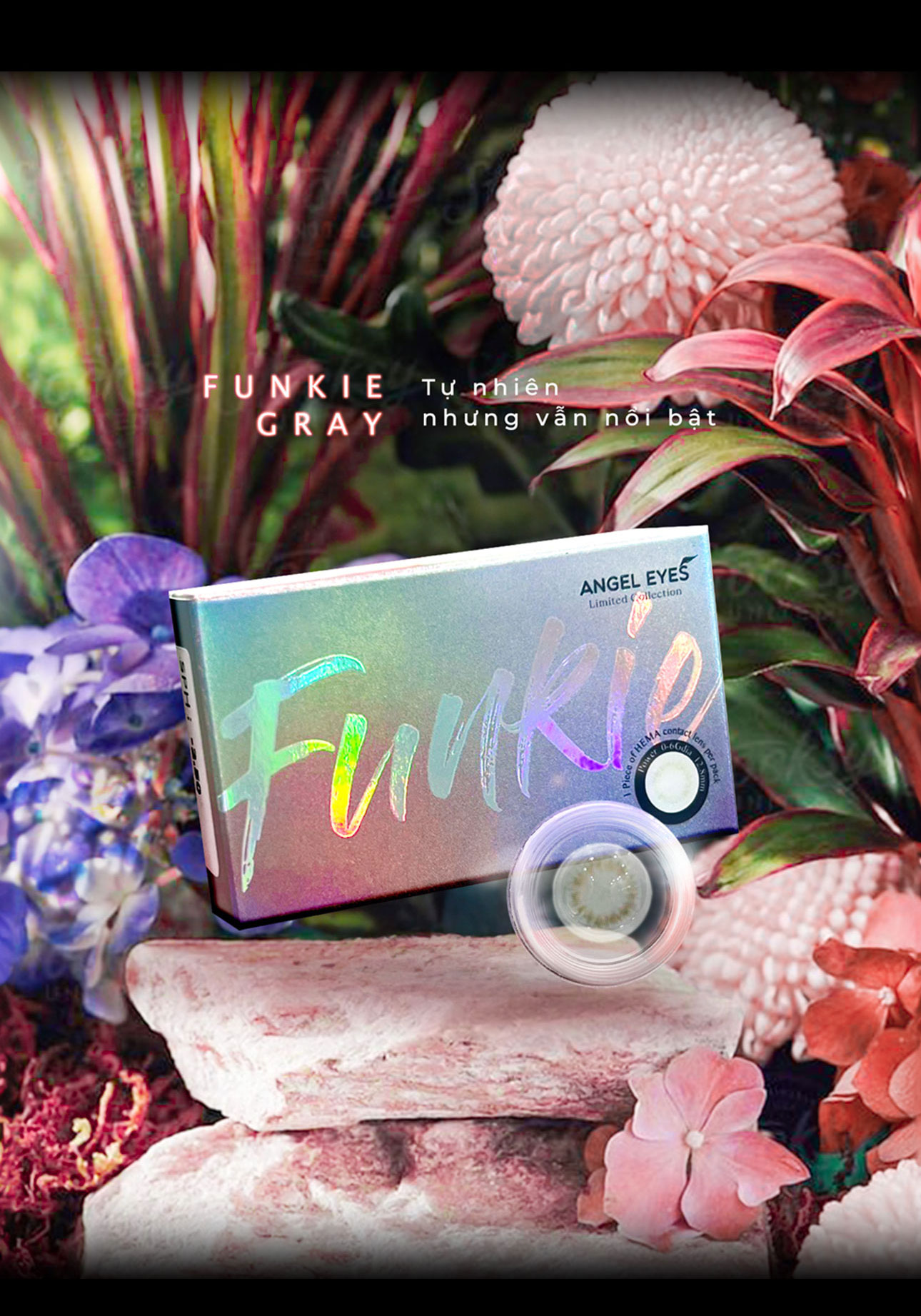 Mô tả Kính áp tròng xám tây tự nhiên Funkie thương hiệu Angel Eyes | Lens cận màu xám đường kính nhỏ GDia 12.8mm có độ cận 0-8 - 3