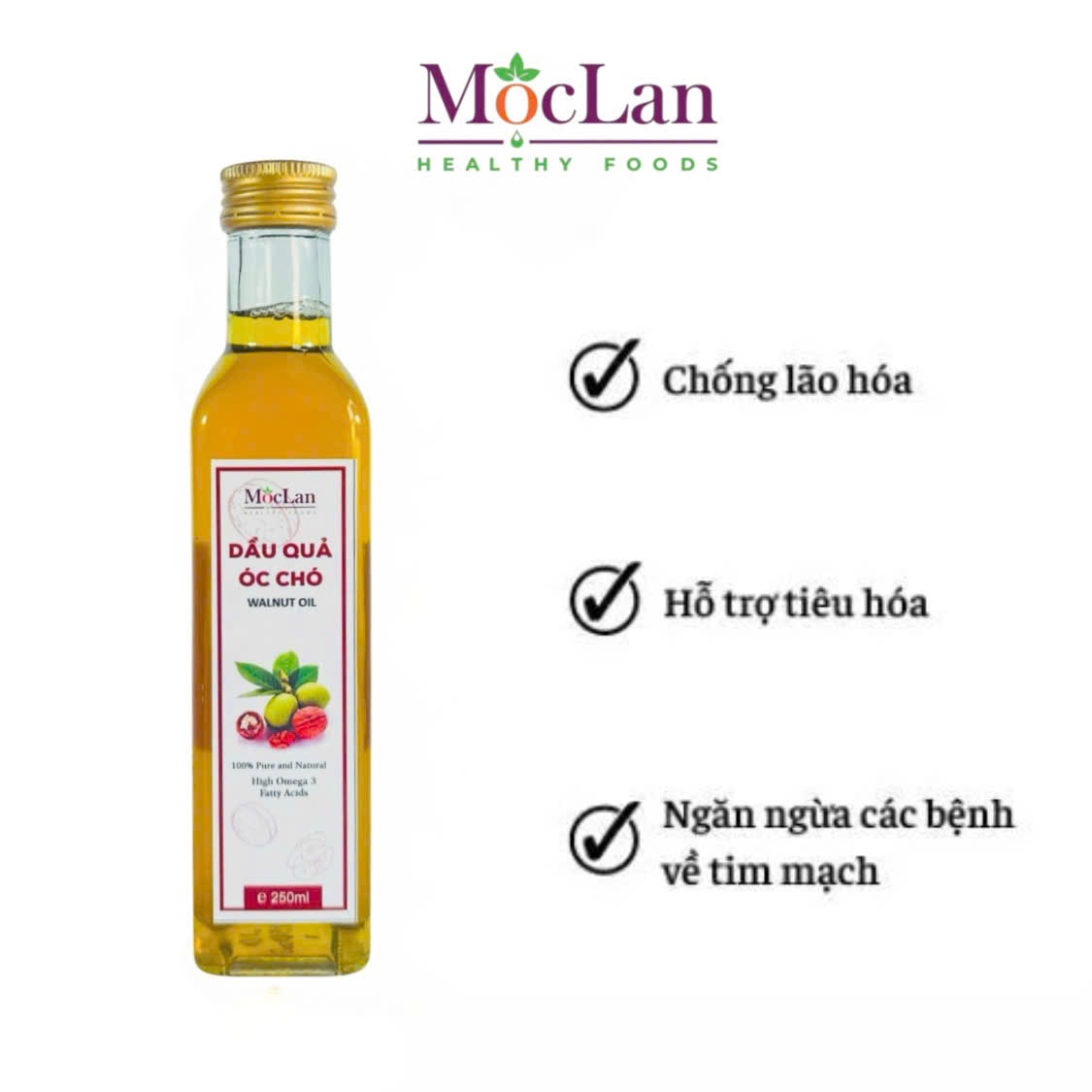 Mô tả Dầu Óc Chó Tự Nhiên Mộc Lan  100ml - 250ml Omega 369 phụ nữ có thai, mẹ cho con bú, trẻ ăn dặm - 4