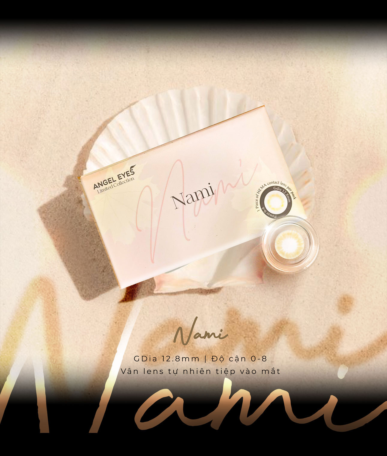 Mô tả Lens mắt nâu mật ong độ cận 0-8 Nami nhãn hiệu Angel Eyes, kính áp tròng màu nâu tây tự nhiên đường kính 12.8mm - 4