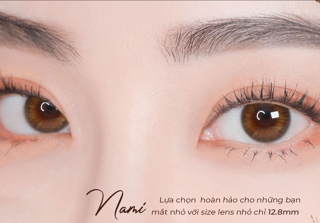 Mô tả Lens mắt nâu mật ong độ cận 0-8 Nami nhãn hiệu Angel Eyes, kính áp tròng màu nâu tây tự nhiên đường kính 12.8mm - 5
