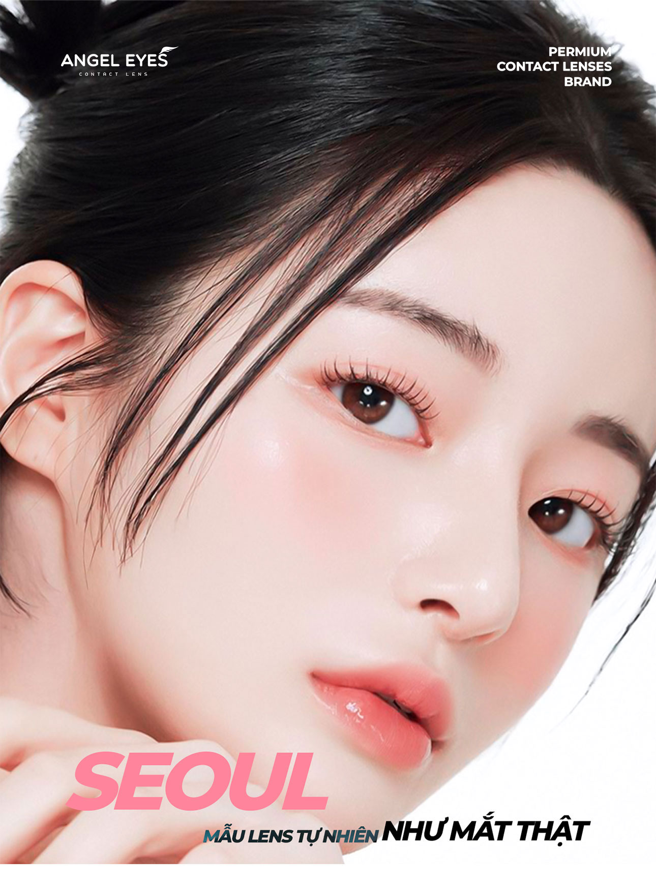 Mô tả Lens nâu tự độ cận 0-8 Seoul hiệu Angel Eyes, kính áp tròng không giãn nâu tự nhiên như mắt thật Dia 14.0mm - 1