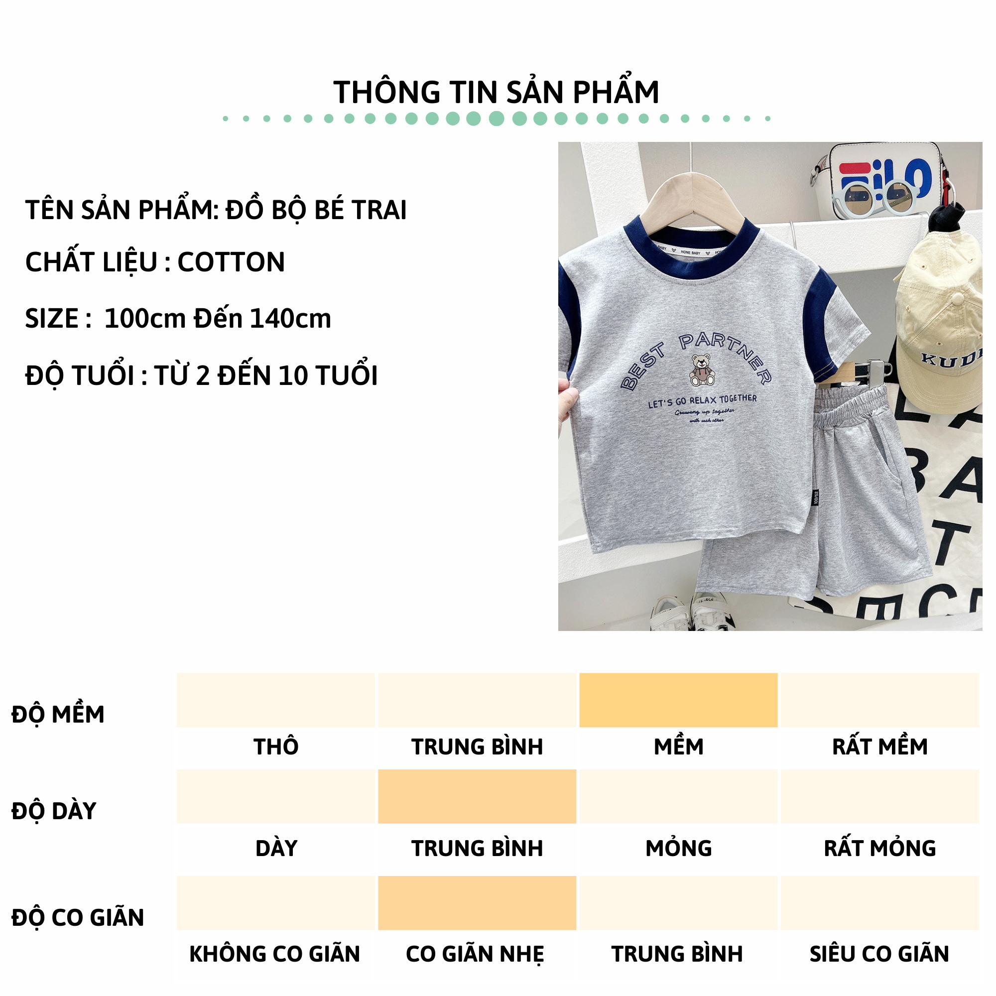 Mô tả Bộ quần áo ngắn tay cho bé trai 27Kids đồ bộ nam cho trẻ từ 4-10 tuổi BSSE2 - 7