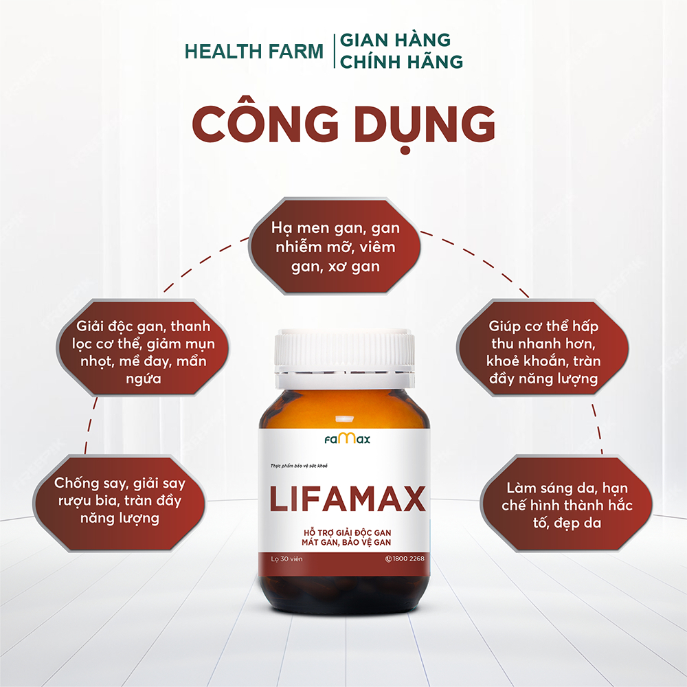 Mô tả Thải độc gan Lifamax giúp giải độc gan, mát gan, phục hồi chức năng gan (hộp 30 viên) - 1