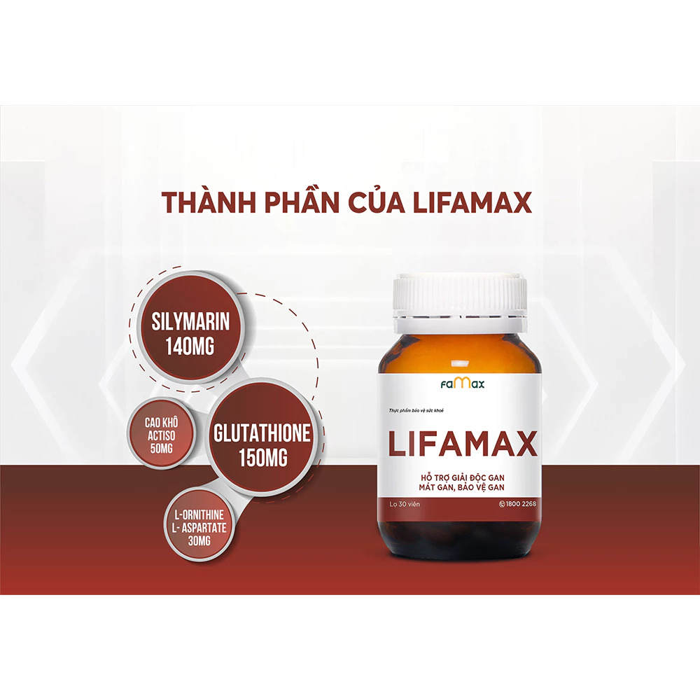 Mô tả Thải độc gan Lifamax giúp giải độc gan, mát gan, phục hồi chức năng gan (hộp 30 viên) - 2