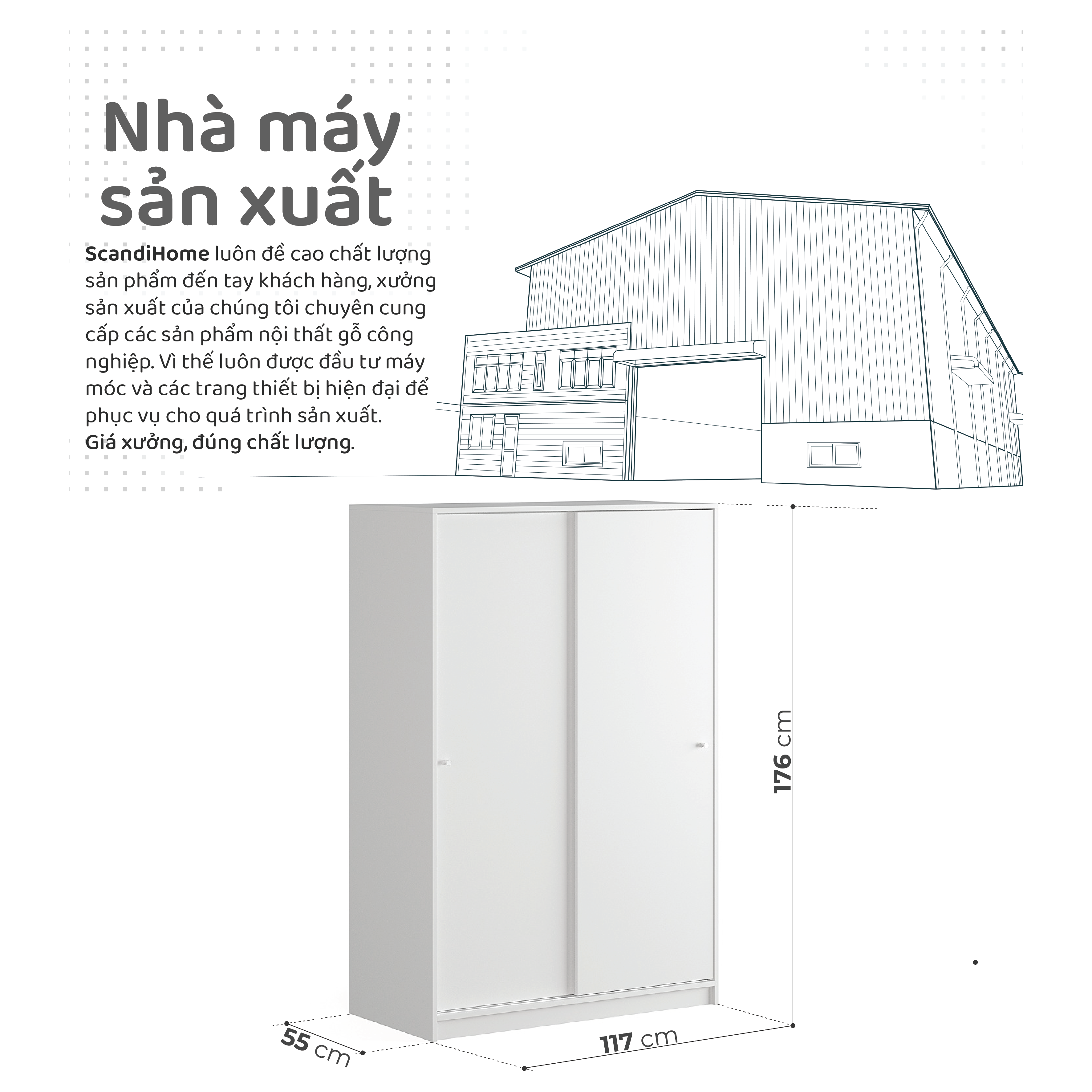 Mô tả BLAZER, Tủ quần áo 2 cửa lùa WAR_005, 117x55x176cm, tủ đựng quần áo Scandi Home - 1