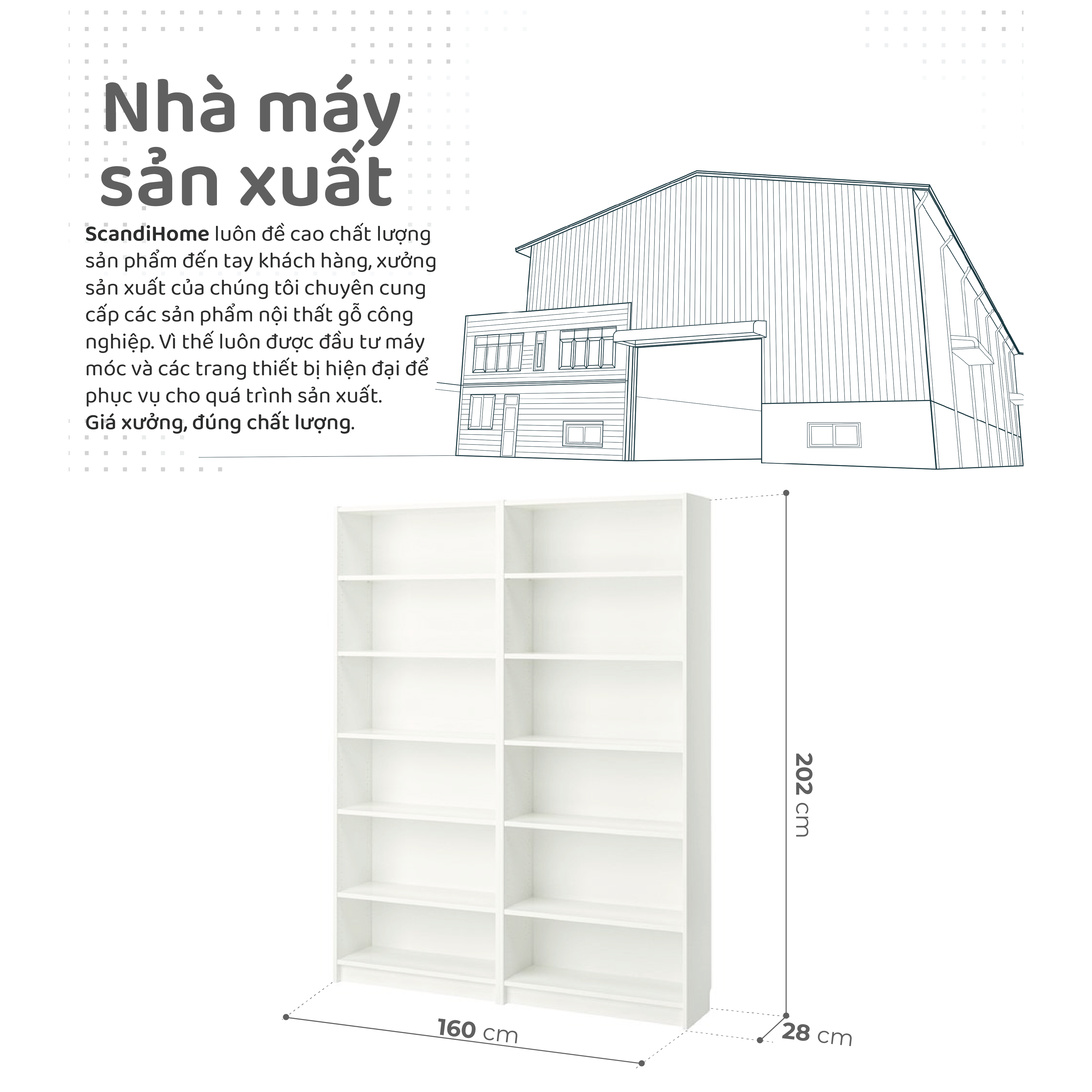 Mô tả JELLY, COMBO bộ 2 Kệ sách 6 tầng SHE_061, 160x28x202cm, kệ gỗ Scandi Home - 1