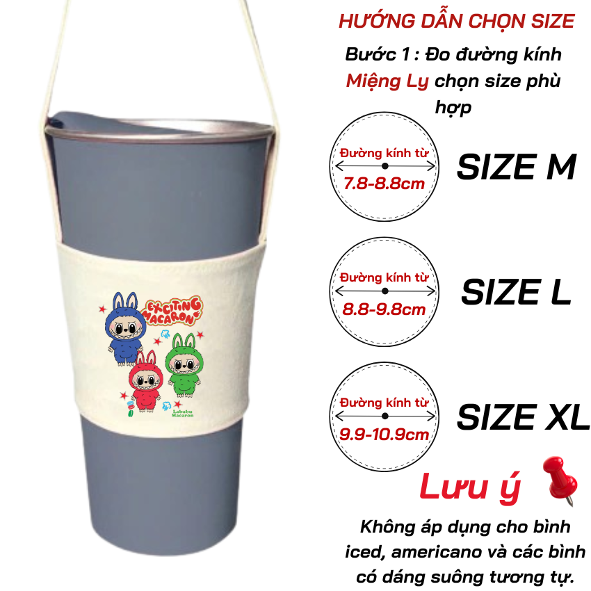 Mô tả Túi treo ly cốc (cup holder) Ginko Canvas in hình LABUBU ( nhiều size) - 1