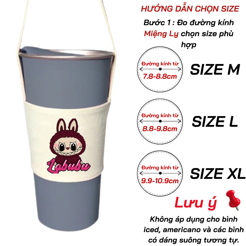 Mô tả Túi treo ly cốc (cup holder) Ginko Canvas in hình LABUBU ( nhiều size) - 3