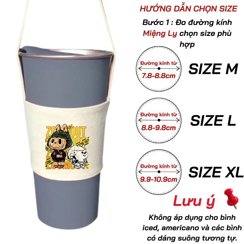 Mô tả Túi treo ly cốc (cup holder) Ginko Canvas in hình LABUBU ( nhiều size) - 6