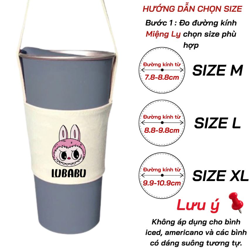 Mô tả Túi treo ly cốc (cup holder) Ginko Canvas in hình LABUBU ( nhiều size) - 7